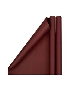 JAM Matte Burgundy Wrapping Paper 2 Roll Set 50 Sq Ft Total 25 Sq Ft Per Roll 2.